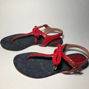 RED Valentino Leather and Rope Bow Thong Sandal 6